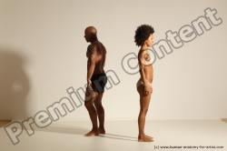 Underwear Gymnastic poses Woman - Man Black Muscular Dancing Dynamic poses Academic